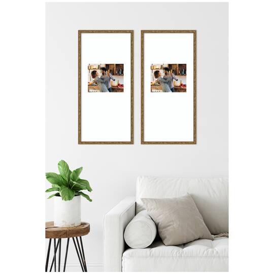 Kate and Laurel Belmont Gallery 14" x 30" Brown Picture Wood Frames 10" x 8" with Mat, 2ct.